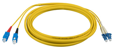INFRALAN© Duplex Jumper LC-SC 9/125µm -- OS2, LSZH, gelb, Flat Twin 3x5mm, 0,5m, IPL-DF-LCUSCU-2-0050 (Produktbild 1)