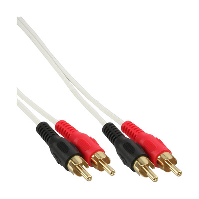 InLine® Cinch Kabel, 2x Cinch, Stecker / Stecker, weiß / gold, 10m (Produktbild 1)