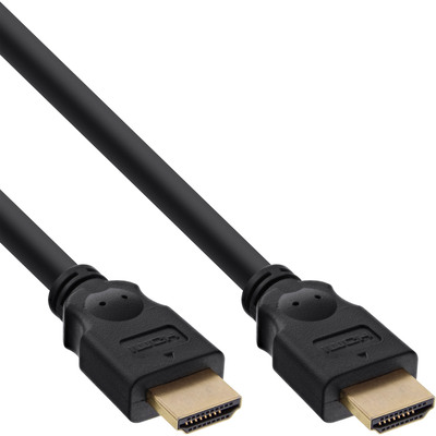 InLine® HDMI Kabel, HDMI-High Speed, ST / ST, verg. Kontakte, schwarz, 2m (Produktbild 1)