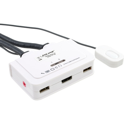 InLine® KVM Switch, 2-fach, HDMI, USB, mit Audio, integr. Kabel (Produktbild 1)