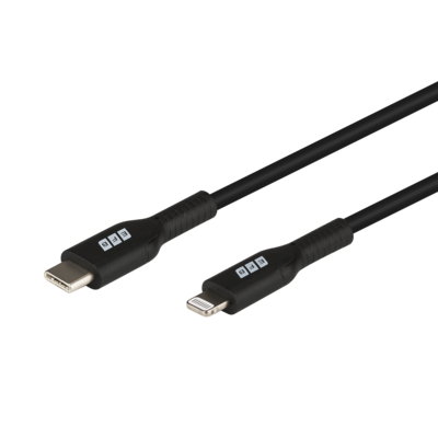 USB 2.0 Kabel Typ-C St. - Lightning St. -- MFI zert., schwarz, 1m